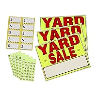 4150 Yard Neon Yellow (10) Large Label 4150 Kit Includes (3) All-Weather Yard Sale Signs, (200) Pre-Priced Stickers , 11x14 inches