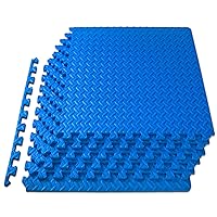 ProsourceFit Puzzle Exercise Mat ½ in, EVA Interlocking Foam Floor Tiles for Home Gym, Mat for Home Workout Equipment, Floor Padding for Kids, Blue, 24 in x 24 in x ½ in, 144 Sq Ft - 36 Tiles