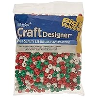 Darice Pony Opaque Xmas Beads (720/ Pack), 6mm by 9mm, Red/White/Green