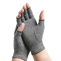 IMAK Brownmed Compression Arthritis Gloves - Compression Gloves for Arthritis & Joint Pain Support - Men's & Women's Fingerless Gloves to Support Circulation - Grey - X-Small