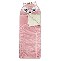 Heritage Kids Pink Fox Plush Hooded Sleeping Bag, 64