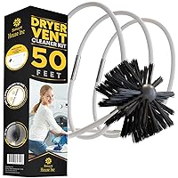 50 Feet Dryer Vent Cleaner Kit, Flexible Lint Brush with Drill Attachment, Extends Up to 50 Feet for Easy Cleaning, Reusable Strong Nylon Synthetic Brush Head, Use with or Without a Power Drill
