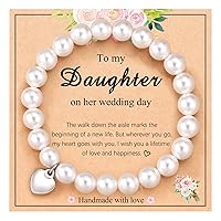 UPROMI Wedding Jewelry for Mother of The Bride, Mother of The Groom, Grandma, Mother in Law, Daughter, Bride, Bridesmaid, Pearl Bracelet for Women