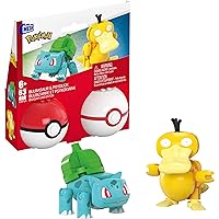 Mega Pokémon Action Figure Building Toys Set, Poké Ball 2-Pack, Bulbasaur and Psyduck with 63 Pieces, for Kids