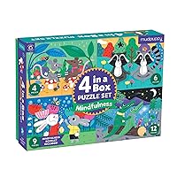 Mindfulness 4-in-a-Box Puzzle Set – Includes 4 Progressive Jigsaw Puzzles for Kids with 4-12 Pieces – Features Colorful Animal Illustrations, for Ages 2-5 – Each Puzzle Measures 6” x 8”