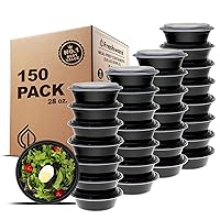 Freshware Meal Prep Bowl Containers [150 Pack] Plastic Bowls with Lids for Soup and Salad, Food Storage Bento Box, BPA Free, Stackable, Lunch Boxes, Microwave/Dishwasher/Freezer Safe (28 oz)
