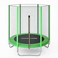 6FT Mini Trampoline for Kids, Toddler Trampoline Indoor with Safety Net, Small Round Trampolines-Green