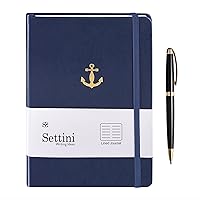 Journal with Pen - Hardcover Notebook - Lined Journal - A5 Notebook - Writing Journal with Luxury Pen (Navy Anchor)