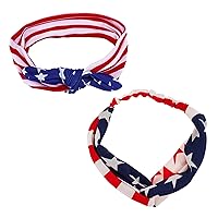 LUX ACCESSORIES American Flag July 4th Independence Day Red White Blue Knotted Stretch Headband Set