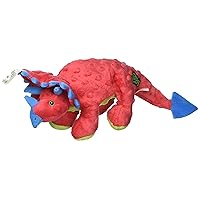 goDog Dinos Frills Squeaky Plush Dog Toy, Chew Guard Technology - Red, Large