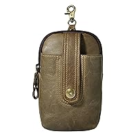 Le'aokuu Mens Genuine Leather Small Hook Fanny Waist Bag Hip Bum Pouch Pack (The 012 grey 1)