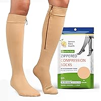 Zipper Compression Socks 15-20mmHg Closed Toe with Zip Guard Skin Protection - Medical Zippered Compression Socks for Men & Women