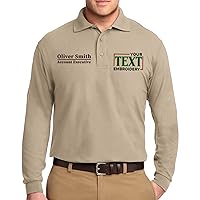 Custom Embroidered Long Sleeve Polo Shirts for Men Personalized Embroidery Add Your Name Text