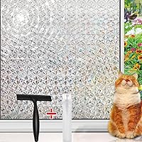 New 3D Diamond Window Film with Installation Tool- Stained Glass Window Privacy Film, 35.4