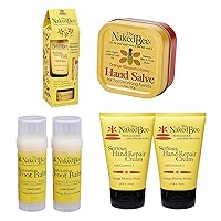 The Naked Bee Orange Blossom Honey Restoration Foot Balm 2oz + Honey Collection + Hand & Cuticle Healing Salve + Honey with Ceramide 3, Serious Hand Repair Cream Lotion