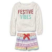 Sugar & Jade Girls' Teen Long Sleeve T-Shirt and Shorts 2-Piece Pajama Set