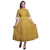 Bimba Printed Roll Up Sleeves Button Down Mid-Calf Fashion Women Shirt Dress