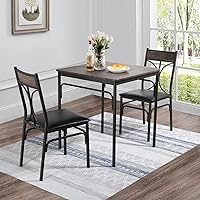3-Piece Kitchen Room Chairs Set for Home, Dinette, Breakfast Nook, Farmhouse, Small Space, Dining Table for 2, Brown
