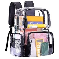Vorspack Clear Backpack - Transparent Backpack with Reinforced Bottom & Multi-pockets for College Workplace Security - Black