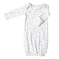 SwaddleDesigns Softest Cotton Baby Pajama Sleeper Gown with Foldover Mitten Cuffs for Infant Boy and Girl, Tiny Triangles, Blue, Small, 3-6 Months