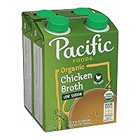 Pacific Foods Low Sodium Organic Free Range Chicken Broth, 8 oz Carton (6 Packs of 4)
