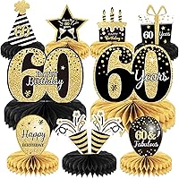 9 Pieces 60th Birthday Decoration 60th Birthday Centerpieces for Tables Decorations Cheers to 60 Years Honeycomb Table Topper for Men and Women Sixty Years Birthday Party Decoration Supplies(60th)