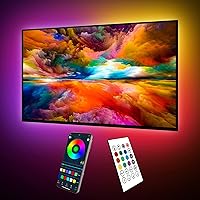 ICRGB TV LED Backlight, 18ft Bluetooth LED Lights for TV 75-85in, USB Powered TV Lights Kit with Remote and App Control, Music Sync Color Change with TV Sound, Bias Lighting for HDTV Room Decor