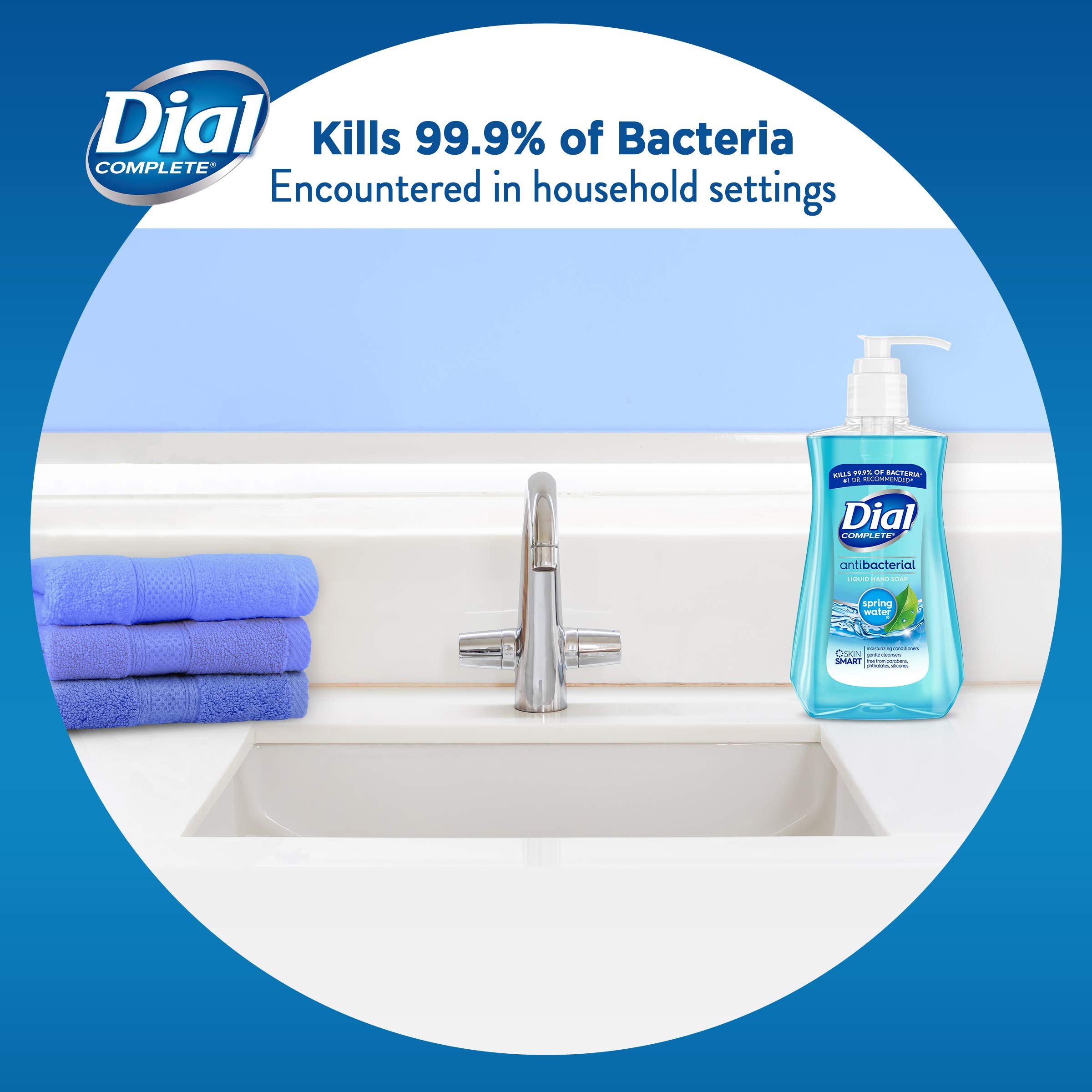 Dial Complete Antibacterial Liquid Hand Soap, Spring Water, 7.5 fl oz (Pack of 1)