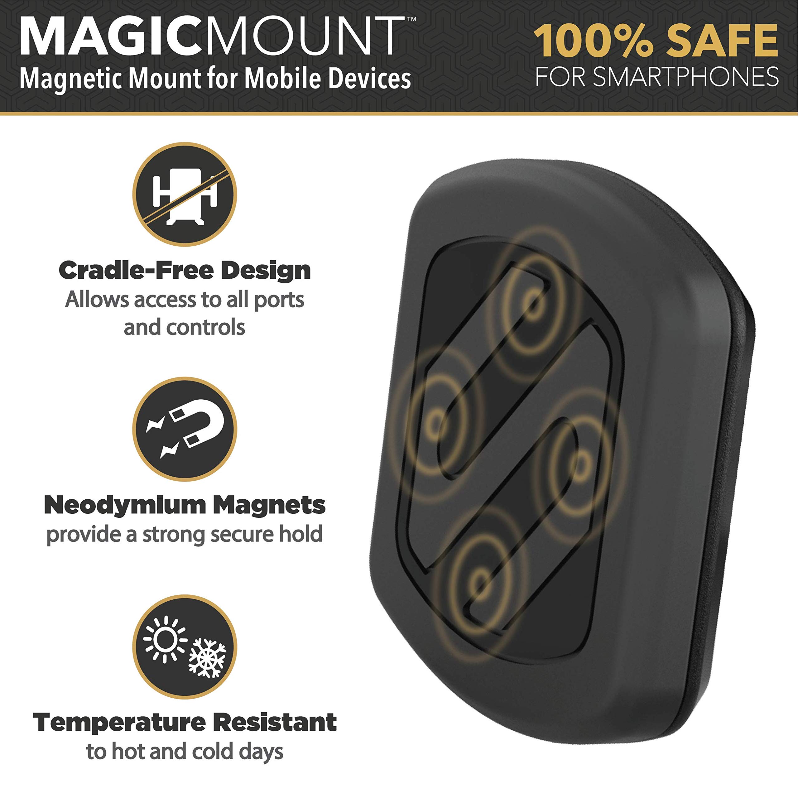 Scosche MAGVM2 MagicMount Magnetic Vent Phone Holder Mount for Car, Black