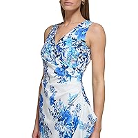 Eliza J Women's Midi Style Printed Knit Sleeveless Vneck Floral Dress