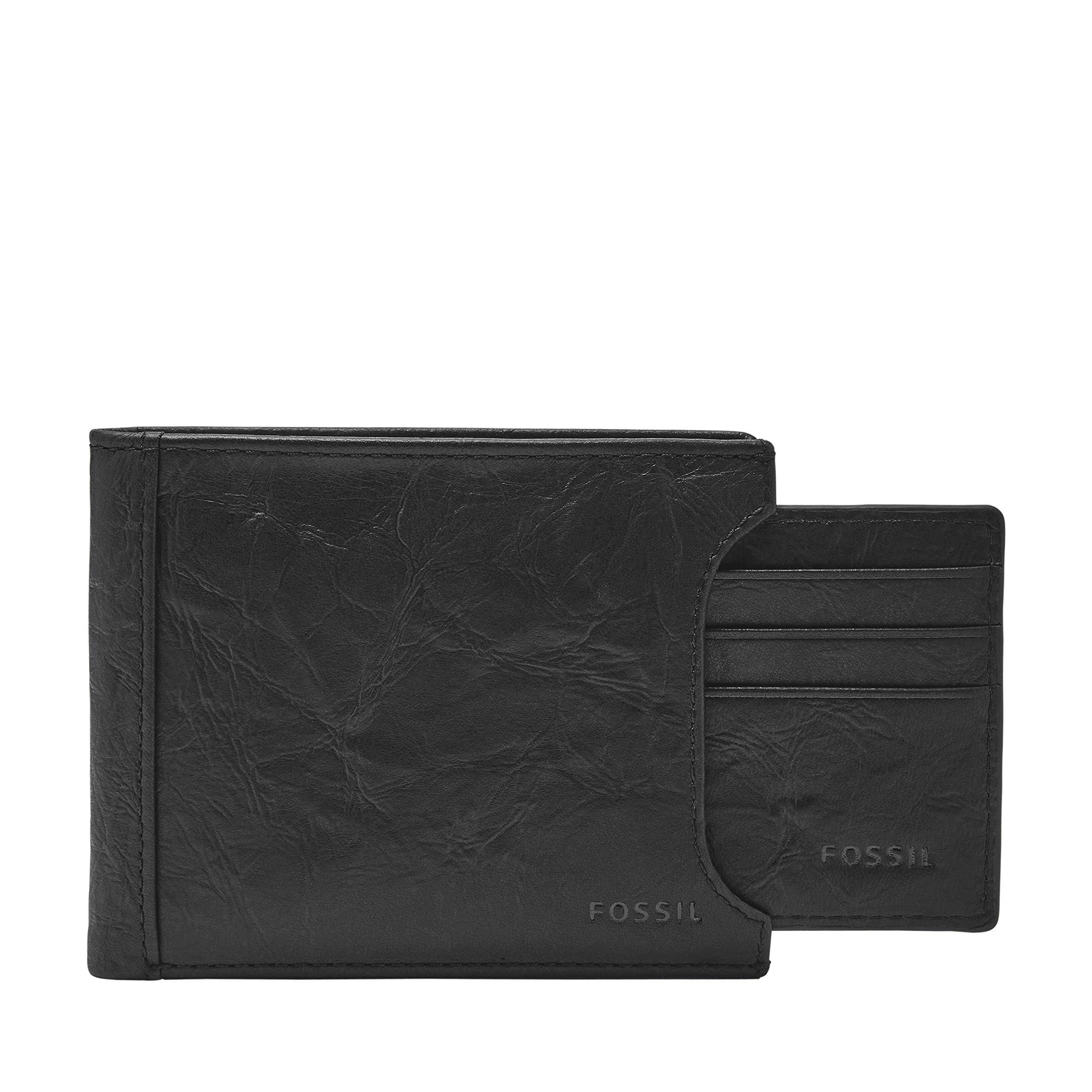 Fossil Men's Leather Bifold Sliding 2-in-1 with Removable Card Case Wallet for Men