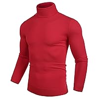 nine bull Mens Lightweight Turtleneck Sweater Slim Fit Knitted Long Sleeve Thermal Pullover Sweaters