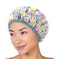 Reusable Shower Cap & Bath Cap & Lined, Oversized Waterproof Shower Caps Large Designed for all Hair Lengths with PEVA Lining & Elastic Band Stretch Hem Hair Hat - Fashionista Living Color