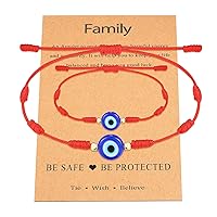 UNGENT THEM Lucky Gifts for Mommy and Me Evil Eye Red String Protection Adjustable Bracelets Set for Women Men Family