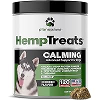Hemp Treats - Safe Calming Treats for Dogs - Hemp Oil for Pets - Dog Anxiety Relief - Calming Aid - May Help with Separation Anxiety - Storms - Fireworks - Chewing - Stress - Barking - 120 Count