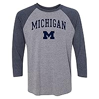 NCAA Arch Logo, Team Color 3/4-Sleeve Raglan T Shirt, College, University