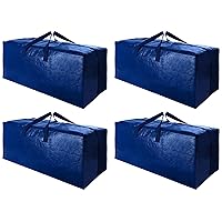 4 Pack Heavy Duty Extra Large Moving Bags with Backpack Straps - Strong Handles & Zippers, Storage Totes For Space Saving, Fold Flat, Alternative to Moving Box (X-Large-Set of 4, Blue)