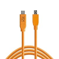 Tether Tools TetherPro USB-C to 2.0 Mini-B 5-Pin Cable | for Fast Transfer and Connection Between Camera and Computer | High Visibility Orange | 15 feet (4.6 m)