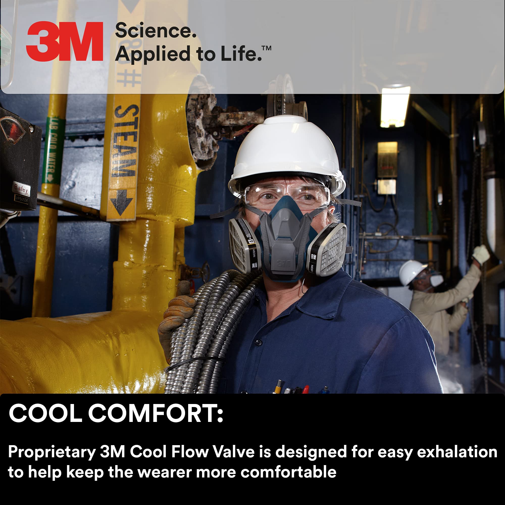 3M Rugged Comfort Quick Latch Half Facepiece Reusable Respirator 6502QL, Gases, Vapors, Dust