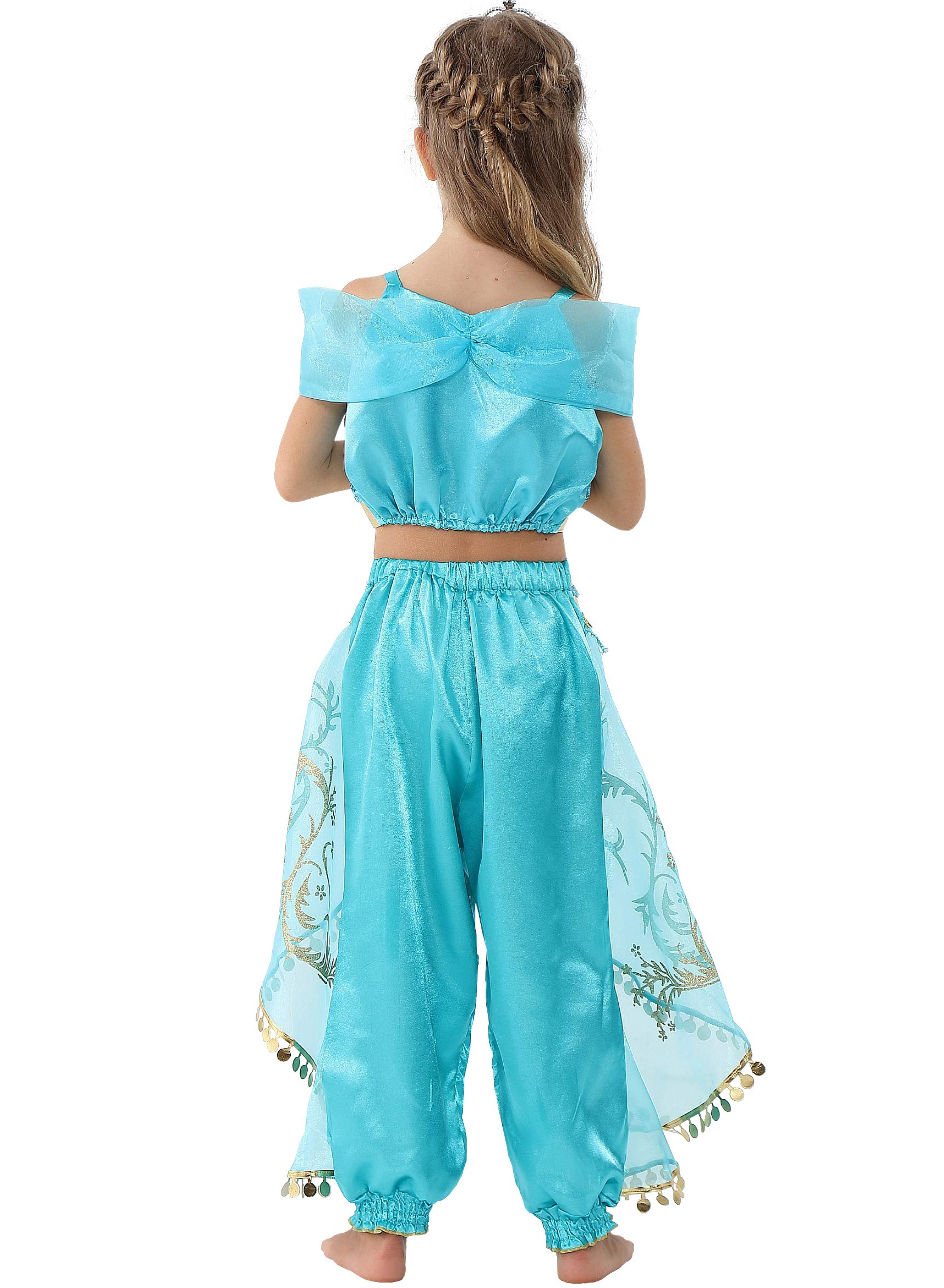 Dressy Daisy Arabian Princess Costume with Headband Halloween Party Fancy Dress Up Belly Dance Wear Outfit for Girls
