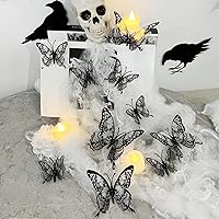 12PCS Butterfly Wall Stickers, 3D Double-Layer Skull Butterflies Wall Decals Halloween Wall Decor Gothic Black Butterfly Design Halloween Wall Stickers for Home Room Bedroom Festival Party Decoration