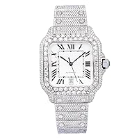 Iced Out VVS White Moissanite Swiss Automatic Movement Hip Hop Studded Luxury Handmade Watches for Men