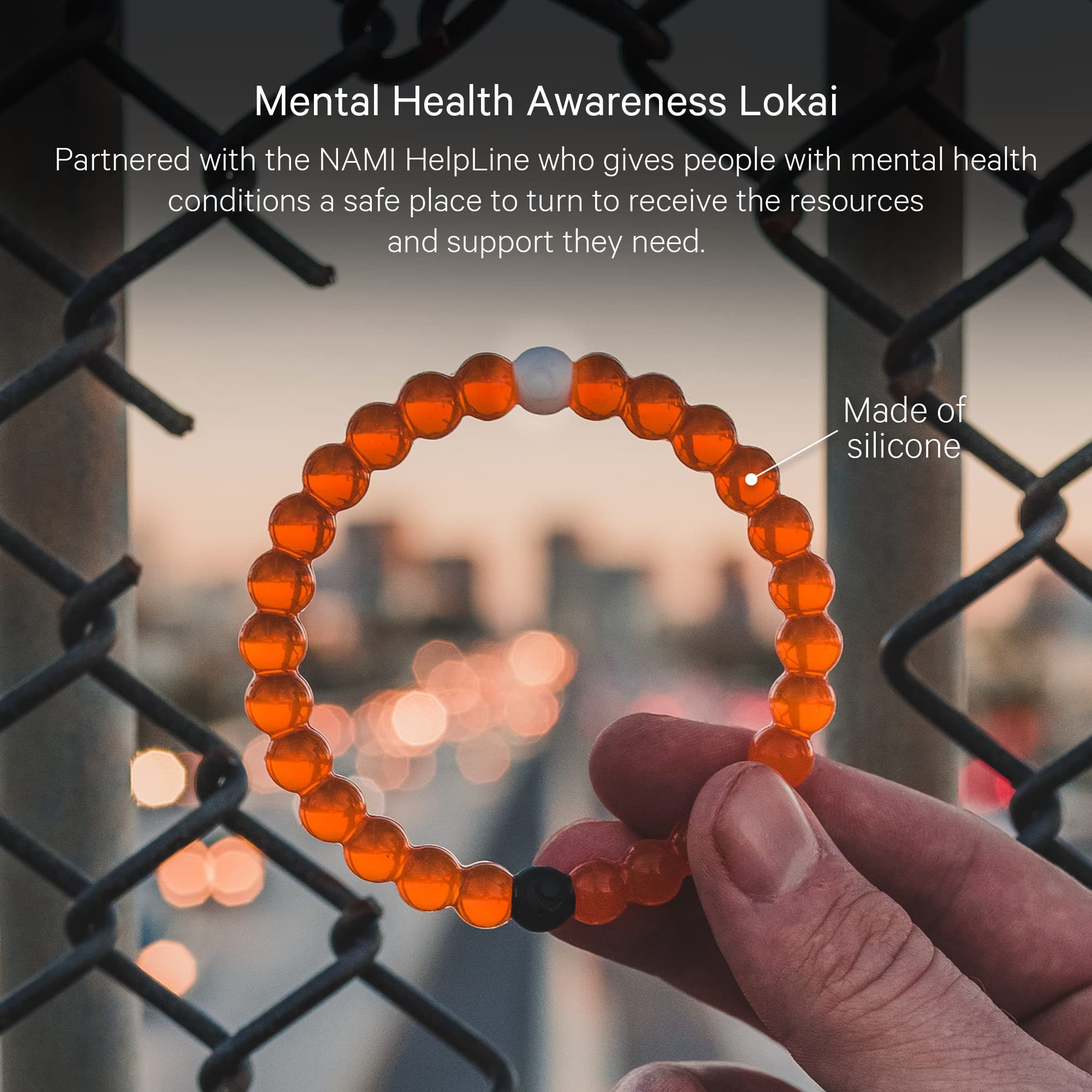 Lokai Silicone Beaded Bracelet for Mental Health Awareness - Silicone Jewelry Fashion Bracelet Slides-On for Comfortable Fit - Mental Health Bracelet for Men, Women & Kids