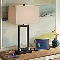 Todd Modern Minimalist Table Lamp with USB and AC Power Outlet in Base 30