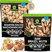Raw Brazil Nuts + Roasted Salted Macadamia 16.oz 2 Pack Bundle