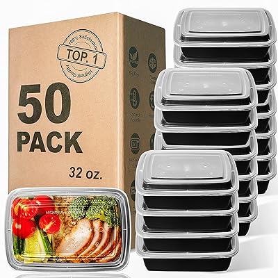 Meal Prep Container, 26 oz [50 Pack]-Single 1 Compartment Food Meal Prep  Containers Reusable, BPA Free Extra-thick disposable Food Storage  Containers