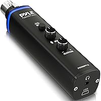 Pyle Microphone XLR-to-USB Signal Adapter - Universal Plug and Play XLR Mic to PC Adaptor for Digital Recording w/ Mix Audio Control, +48V Phantom Power, Headphone Volume, USB Cable - PDUSBPP10