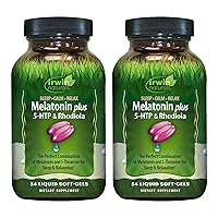 Irwin Naturals Melatonin Plus 5-HTP & Rhodiola - 54 Liquid Soft-Gels, Pack of 2 - with L-Theanine, Lemon Balm & Ashwagandha