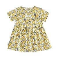 Baby Girls' Dress Infant & Toddler Short Sleeve Organic Cotton Girl Ruffle Dress