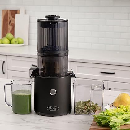 Omega Juicer JC2022BK11 Slow Masticating Cold Press Vegetable and Fruit Juice Extractor Effortless Series for Batch Juicing with Extra Large Hopper for No-Prep, 68-Ounce Capacity, 150-Watts, Black